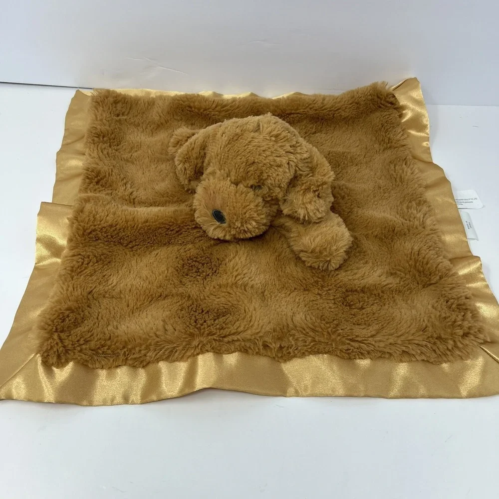 Cloud Island Security Blanket 14in Brown Puppy Satin Trim Swirl Plush Dog